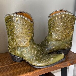 Old Gringo Green Cutout Leather Boots